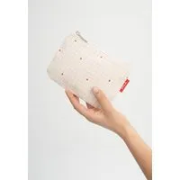 MELA Kleine Kosmetiktasche | von MELA | Fairtrade & GOTS zertifiziert, Greige / candy grid print, – Produktbild 1 von 1