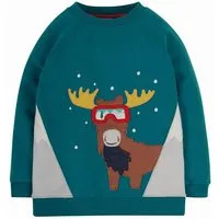 Frugi Frugi Summit Sweatshirt Elch mit Schneebrille Applikation – Produktbild 1 von 1