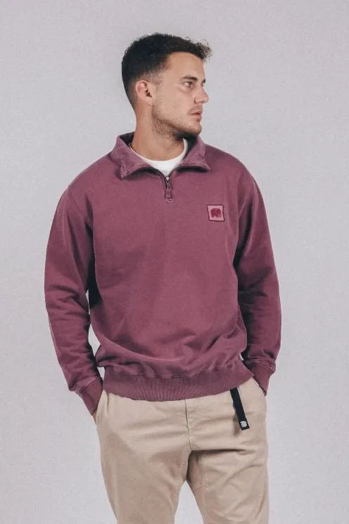 Trendsplant Trendsplant Herren vegan Sweater Sauce Halb Reißverschluss Pigment Gefärbt Rot, Dunkelpink, – Produktbild 2 von 2