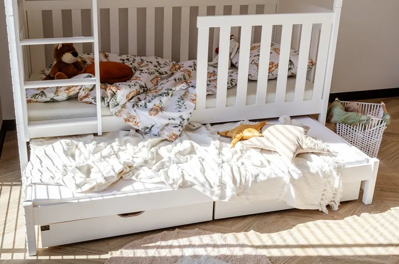 Kids Collective Etagenbett Kinderbett Hochbett 80x180, 90x200 cm mit Ausziehbett Lattenrost, Ausziehfunktion 2 Schubladen extra hoher Rausfallschutz 90x200 cm – Produktbild 5 von 5