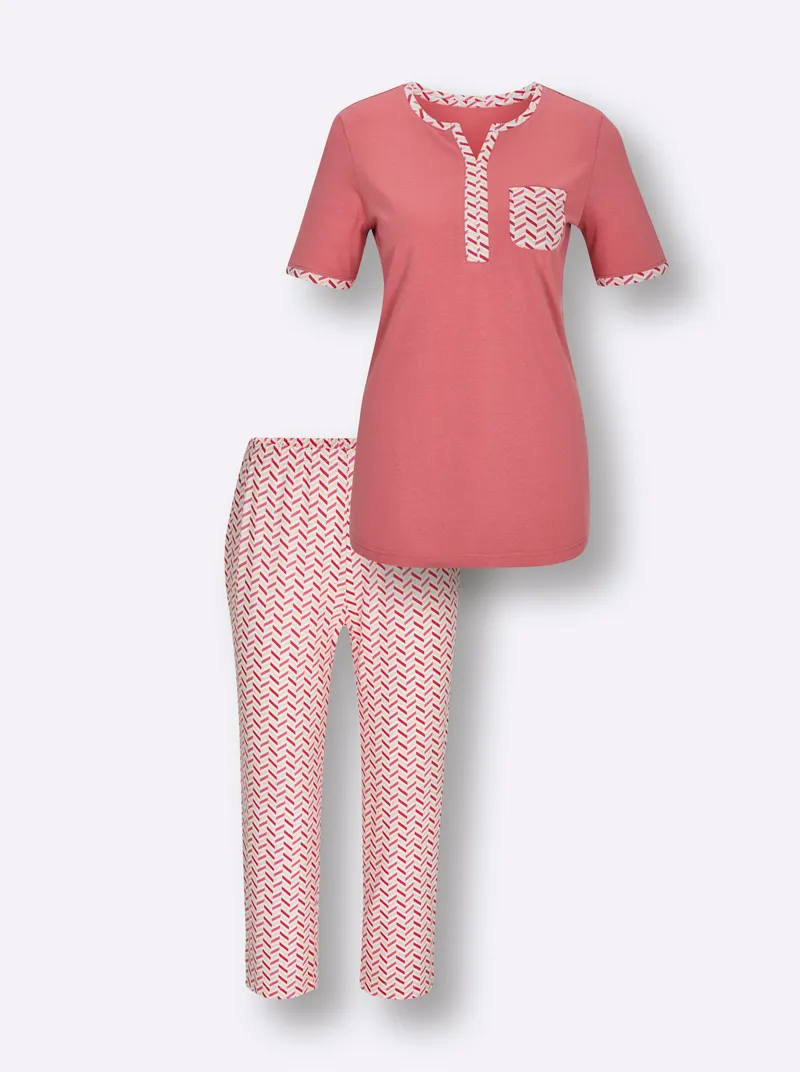 wäschepur Capri-Anzug flamingo-weiß-bedruckt, Flamingo-weiß-bedruckt, – Produktbild 1 von 2