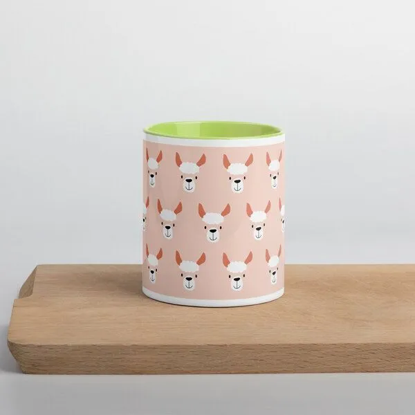 PepMelon Lama Tasse mit Farbe innen, Be Llamazing, lustige Lama Weihnachtstasse, Grün, – Produktbild 3 von 4