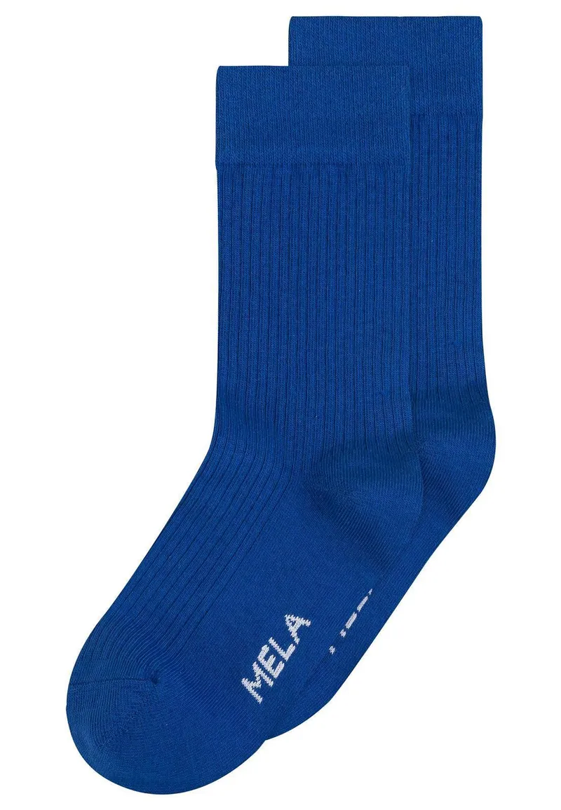 MELA Gerippte Baumwoll-Socken GOTS, 2er Pack, Bold blue, – Produktbild 1 von 1