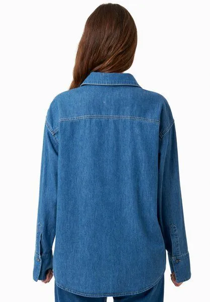 ORGANICATION ORGANICATION Denim-Bluse aus Bio-Baumwolle, Medium blue, – Produktbild 4 von 4