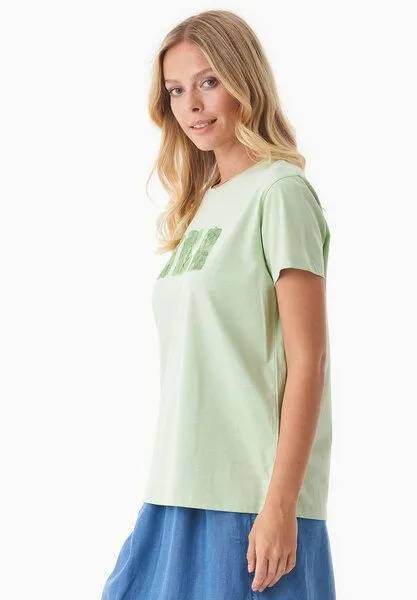ORGANICATION ORGANICATION T-Shirt aus Bio-Baumwolle mit Print, Grün(foam green), – Produktbild 4 von 4