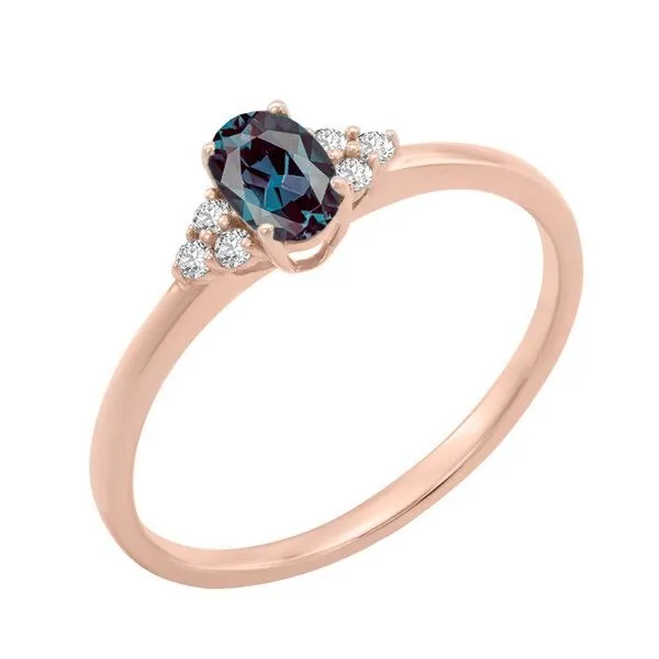 Eppi Eppi Verlobungsring mit Alexandrit und Diamanten Sheldo, Rosa, – Produktbild 1 von 4
