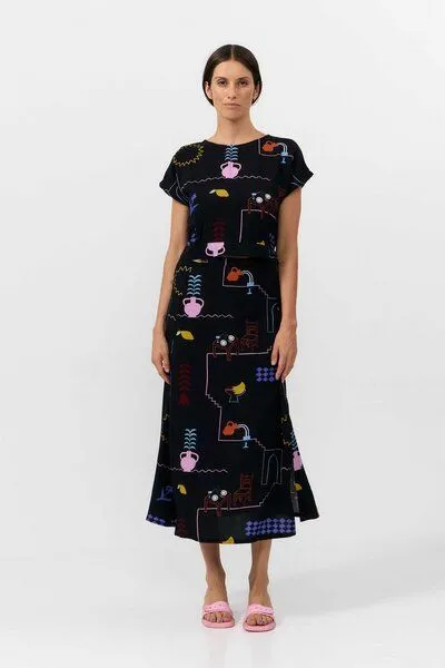 SUITE13LAB Suite13lab Cropped-Top HEBRON im Holiday-Print, Schwarz, – Produktbild 1 von 3
