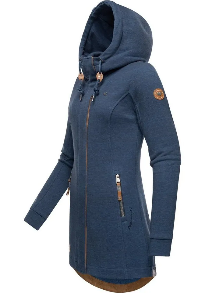 ragwear ragwear Langjacke Letty Intl. Sportliche Kapuzenjacke mit Kunstleder-Elementen, Blau, – Produktbild 2 von 3