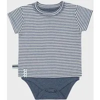 OrganicEra Baby S/S T-shirt Body gestreift 'OrganicEra' aus Bio-Baumwolle, Blau, – Produktbild 1 von 1