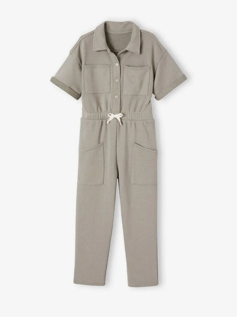 Vertbaudet Mädchen Jumpsuit aus Sweatware, Khaki, – Produktbild 1 von 2