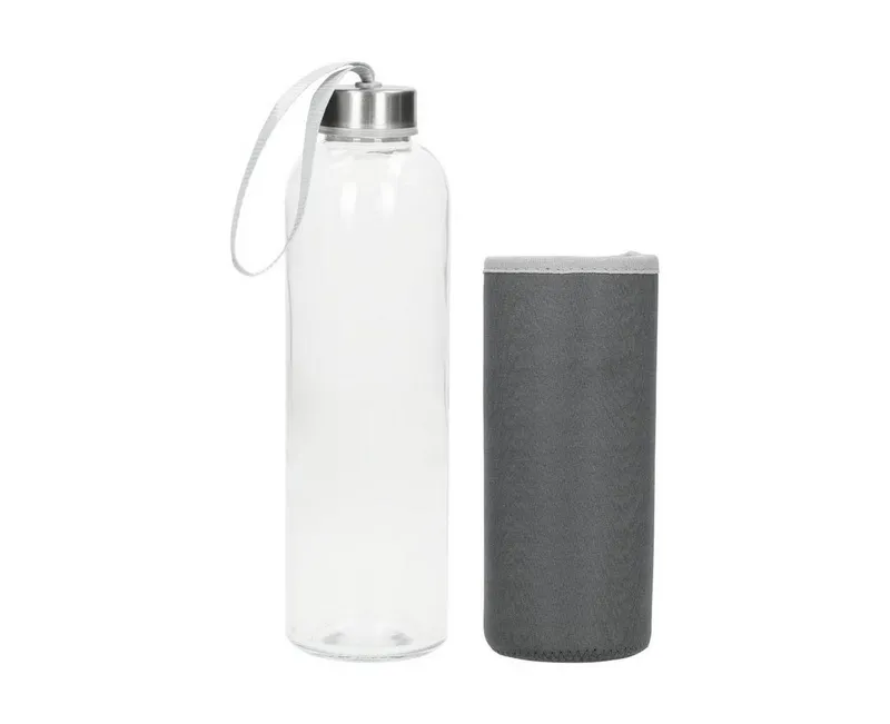 elasto elasto Glasflasche mit Trageschlaufe "Pure", Grau, – Produktbild 7 von 8