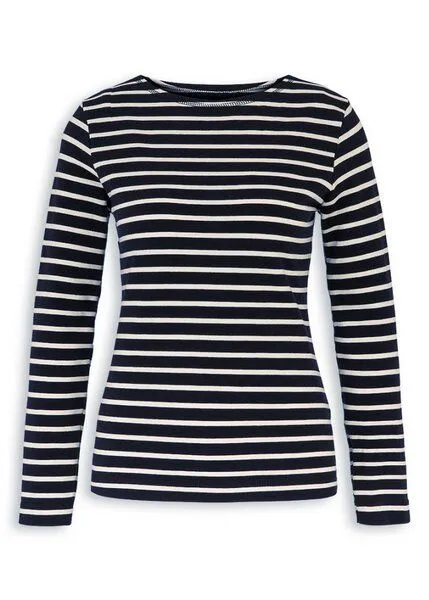 internaht Ringelshirt Damen aus Bio-Baumwolle, Dunkelblau, – Produktbild 1 von 4