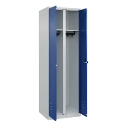 C+P C+P Schwarz-Weiß-Spind Classic PLUS, 2 Abteile, 1850x600x500mm, Lichtgrau/Enzianblau – Produktbild 1 von 1