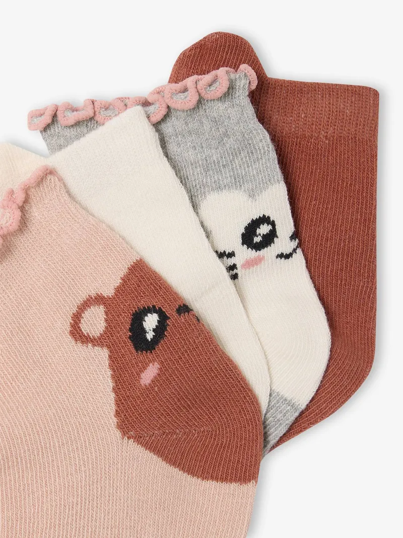 Vertbaudet 4er-Pack Socken mit Tiermotiv, Altrosa, – Produktbild 3 von 3