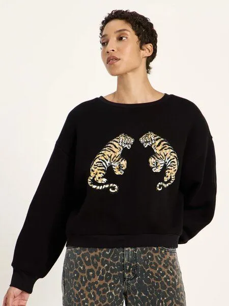 LANIUS LANIUS Statement Sweatshirt (GOTS) aus Bio-Baumwolle und recyceltem Polyester, Black, – Produktbild 2 von 4