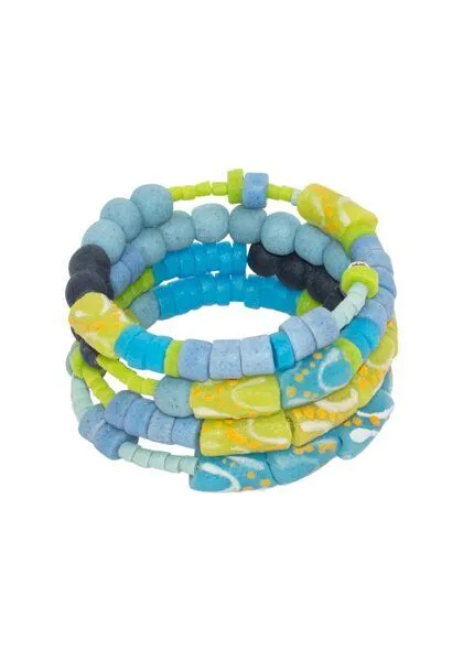Global Mamas Global Mamas Upcycling - Range Glasperlen Armband - Spirale, Sky blue (blau), – Produktbild 2 von 2