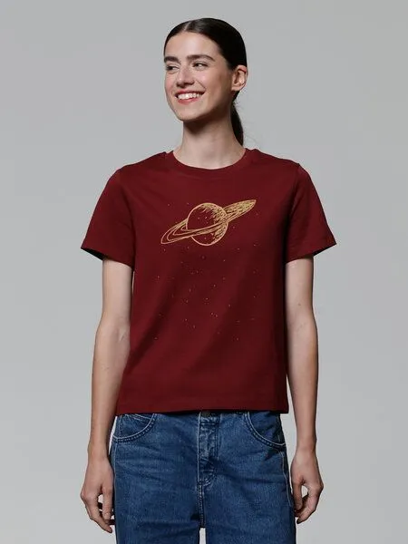 watapparel watapparel T-Shirt Frauen Saturn, Burgundy, – Produktbild 2 von 3