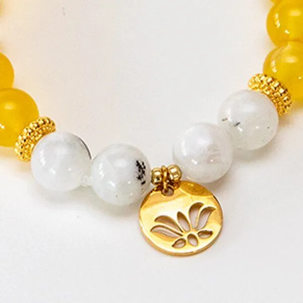Divasya Divasya Armband "Golden Lotus" aus echten Natursteinen bzw. Halbedelsteinen, Gelb, – Produktbild 3 von 4