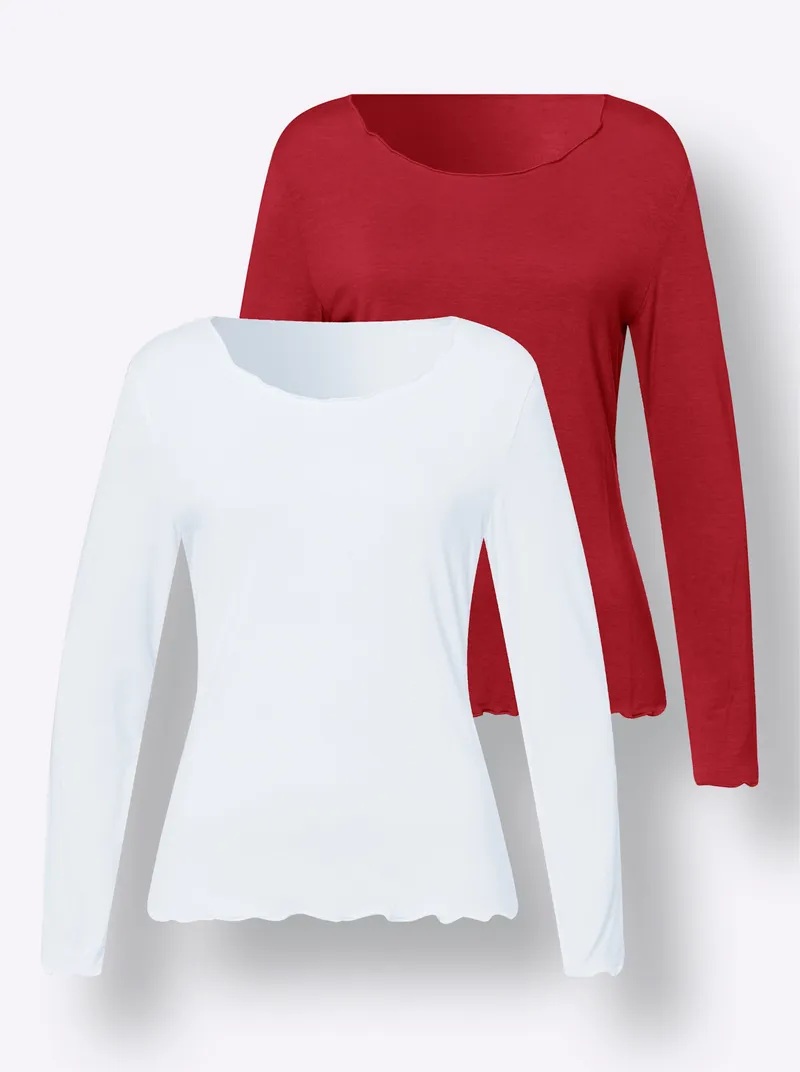 heine Shirt-Set rot-ecru, Rot-ecru, – Produktbild 1 von 3