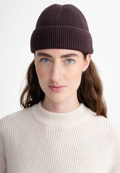 MELA MELA Rippstrick Mütze Style KALI aus 100% Bio-Baumwolle, Dunkelbraun, – Produktbild 2 von 4
