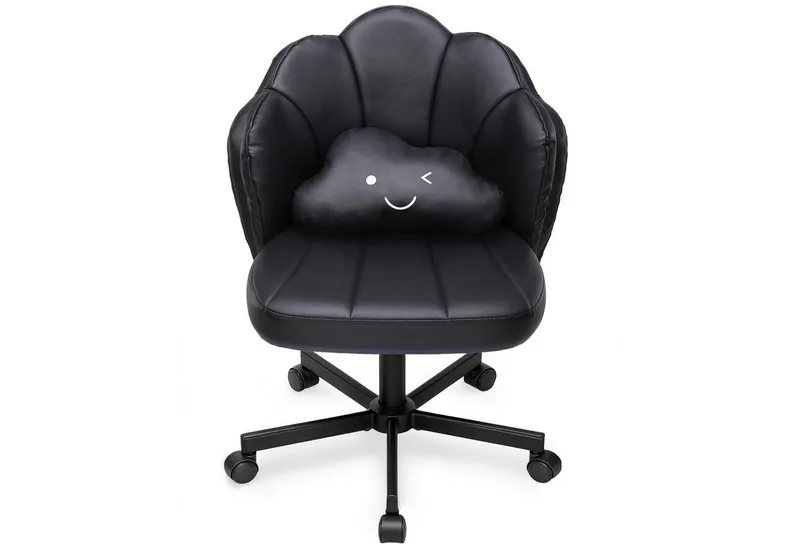 COMHOMA Bürostuhl Schminkstuhl Homeoffice Stuhl, Schreibtischstuhl Drehstuhl mit Rrollen, höhenverstellbar,für Schminktisch,Arbeitszimmer, Schwarz, – Produktbild 6 von 8