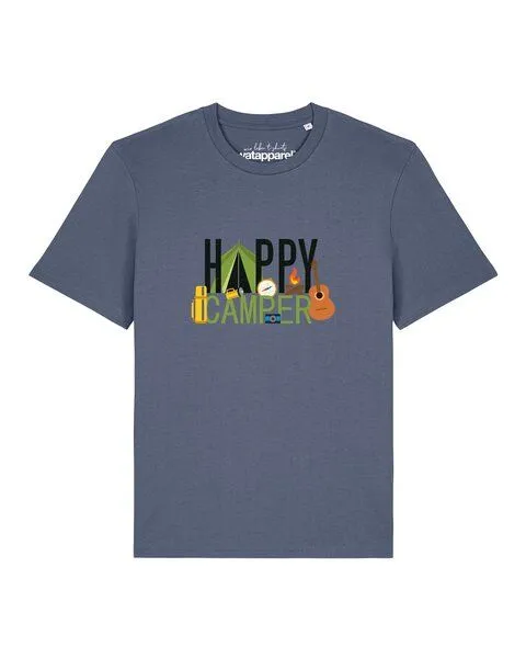 watapparel watapparel T-Shirt Unisex Happy Camper, Blue grey, – Produktbild 1 von 2