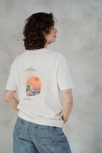 Kultgut Kultgut Biofair -Artdesign - Shirt aus recycelter Biobaumwolle / Sun & Water, Natur, – Produktbild 2 von 4