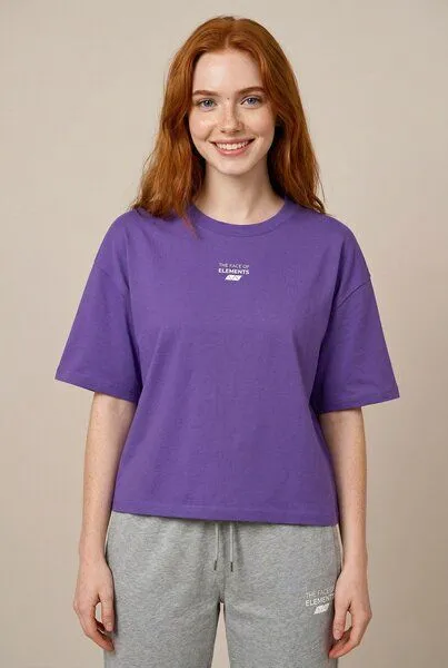 THE FACE OF ELEMENTS The Face of Elements Essential - Relaxed Boxy Fit T-Shirt aus 100% Bio-Baumwolle, Violet (lila), – Produktbild 2 von 4