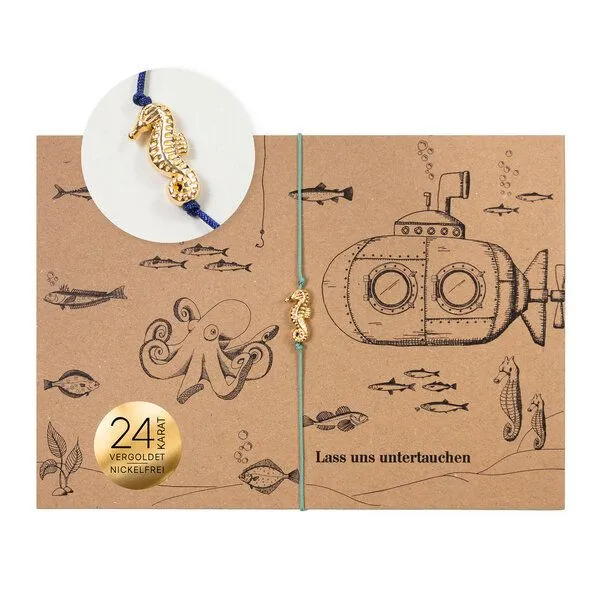Bow & Hummingbird Bow & Hummingbird Armband auf Karte - Seepferdchen - Untertauchen, Blau, – Produktbild 3 von 8