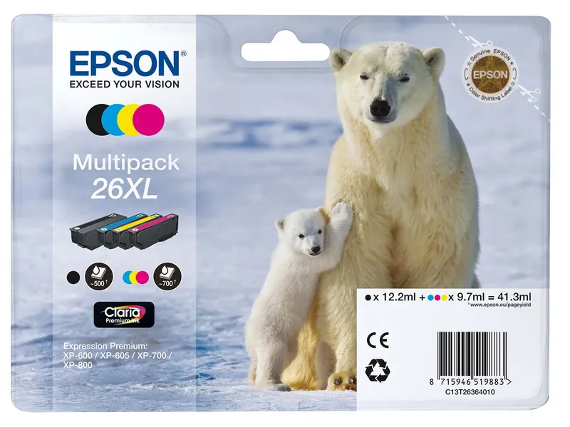 Epson Epson 4er Set Tintenpatronen 26 XL Multipack schwarz, cyan, magenta, gelb – Produktbild 2 von 3