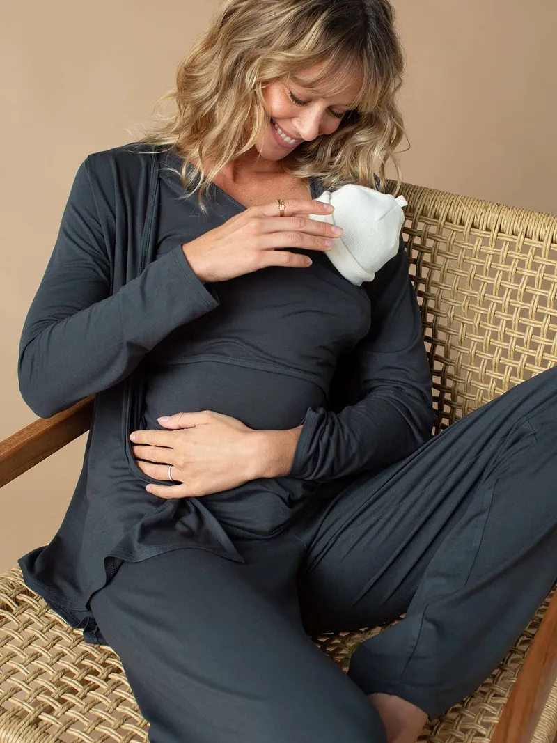 Envie De Fraise 3-teiliges Set für Schwangerschaft und Stillzeit Box Homewear ENVIE DE FRAISE, Smaragdgrün, – Produktbild 1 von 4