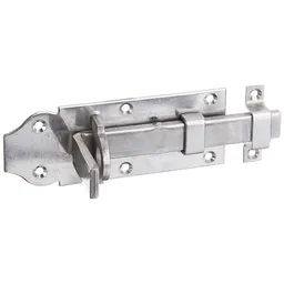 Alberts ALBERTS Schlossriegel, mit flachem Griff, gerade, mit Schlaufe, Edelstahl, Platte LxB120x45mm – Produktbild 1 von 1