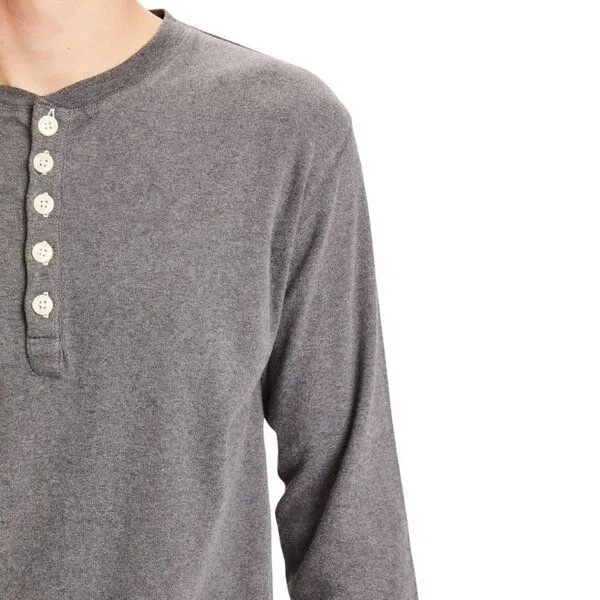 KnowledgeCotton Apparel KnowledgeCotton Apparel Henley, Grau (grey melange), – Produktbild 4 von 4