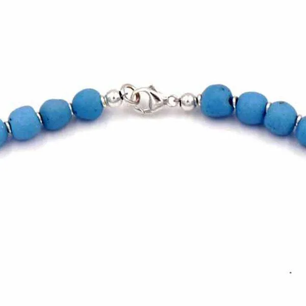 Mekhada Mekhada Halskette mit Silber und Perlen aus Recycling Glas, 46 cm, Blau, – Produktbild 2 von 2