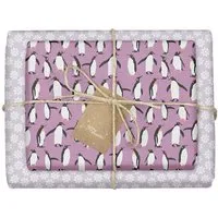 dabelino dabelino Geschenkpapier Set: Weihnachten "Pinguine / Schneeflocken lila weiß" – Produktbild 1 von 1