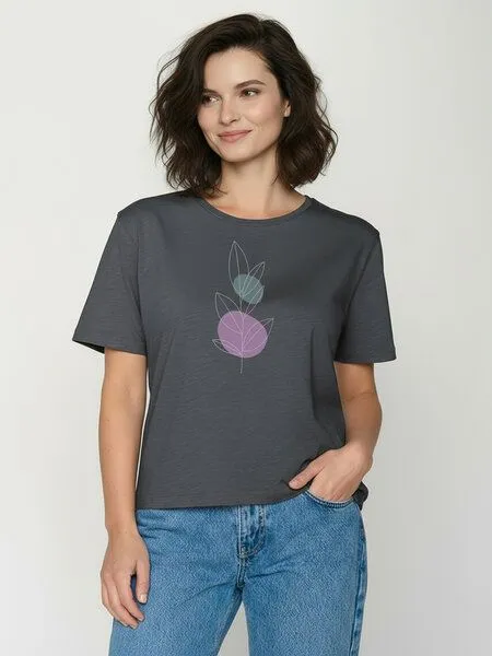 GreenBomb GREENBOMB Bloom Classic Nova - Kastiges T-Shirt aus Bio-Baumwolle / hochwertiger Print / GOTS / Fair & Vegan, Grau (gravel), – Produktbild 1 von 4