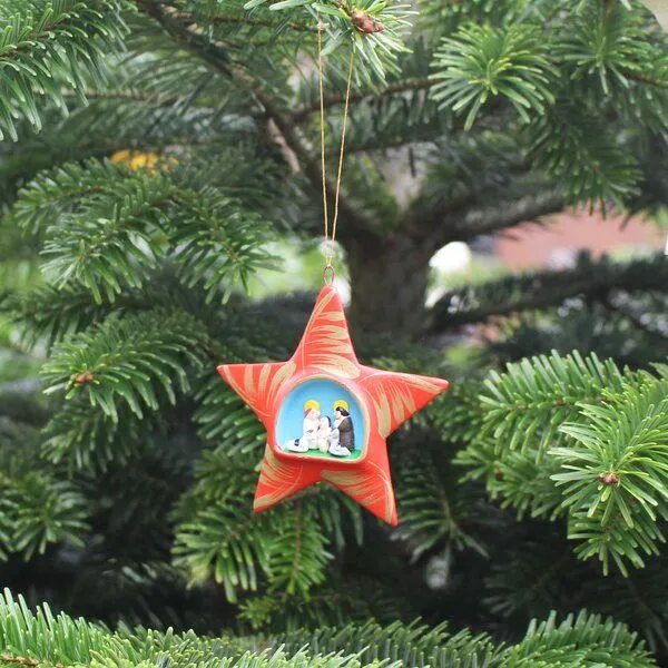 Mitienda Shop Mitienda Shop Christbaumschmuck aus Keramik, Krippenstern, Rot, – Produktbild 4 von 4