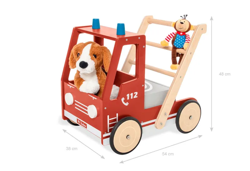 Pinolino Pinolino Lauflernwagen „Feuerwehrauto Fred”, Mehrfarbig, – Produktbild 2 von 3