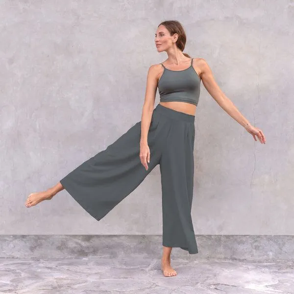 Jaya Jaya DIANA - lockere bis weite geschnittene Lounge Pants, für jede Figur geeignet, für Yoga, Leisure, Arbeit oder Evenings, Forest, – Produktbild 3 von 4