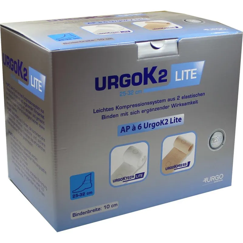 Urgo URGOK2 Lite Kompr.Syst.10cm Knöchelumf.25-32cm 6 St Binden – Produktbild 1 von 1