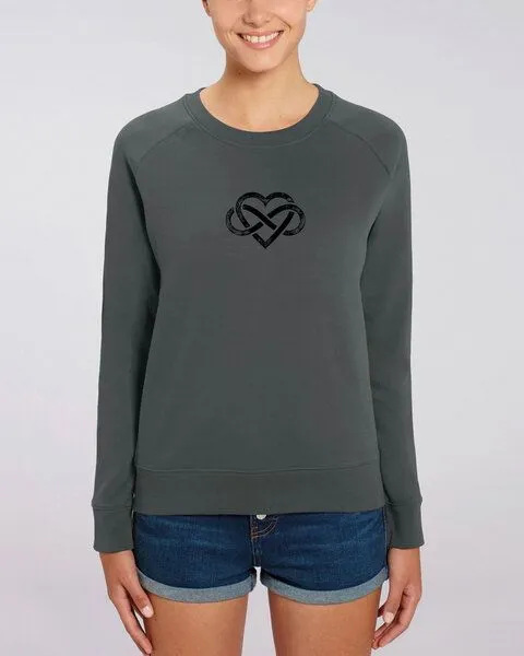 Human Family Human Family Bio Damen Rundhals Sweatshirt "Feel - Endless Love" - in 7 Farben, Anthrazit, – Produktbild 2 von 3