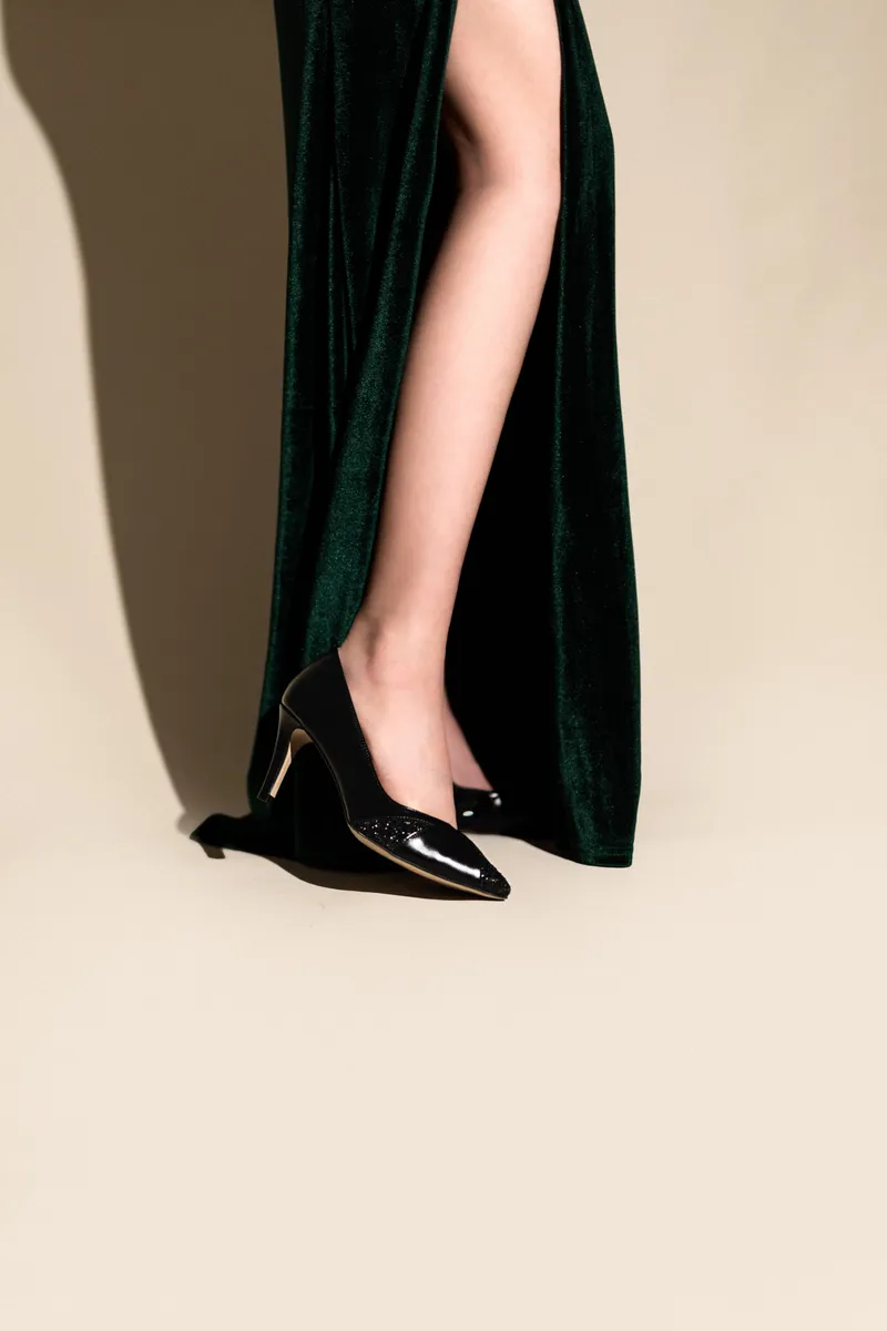 AGAZI AGAZI Damen vegan Pumps Ivo Midi, Schwarz, – Produktbild 1 von 2