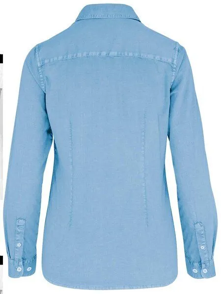 YTWOO YTWOO Umweltfreundliches ausgewaschenes Damenhemd aus Bio-Baumwolle, Blau, – Produktbild 2 von 3