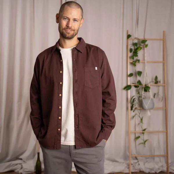 Vresh Clothing Vresh Clothing Vranklin - Hemd aus Biobaumwolle, Kastanie, – Produktbild 4 von 4
