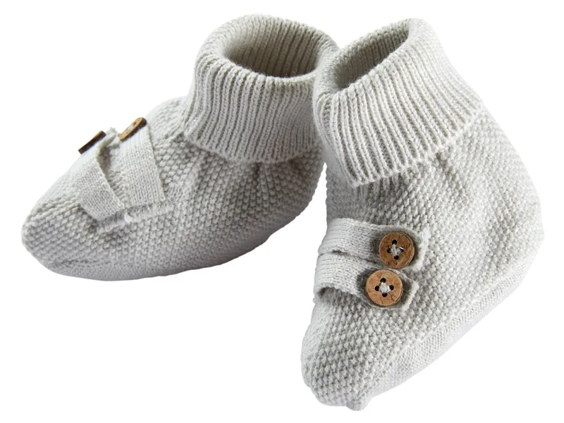HANS NATUR Baby Schuhe Strick-Qualität Bio-Baumwolle hellgrau melange Gr.62/68, Grau, – Produktbild 1 von 2