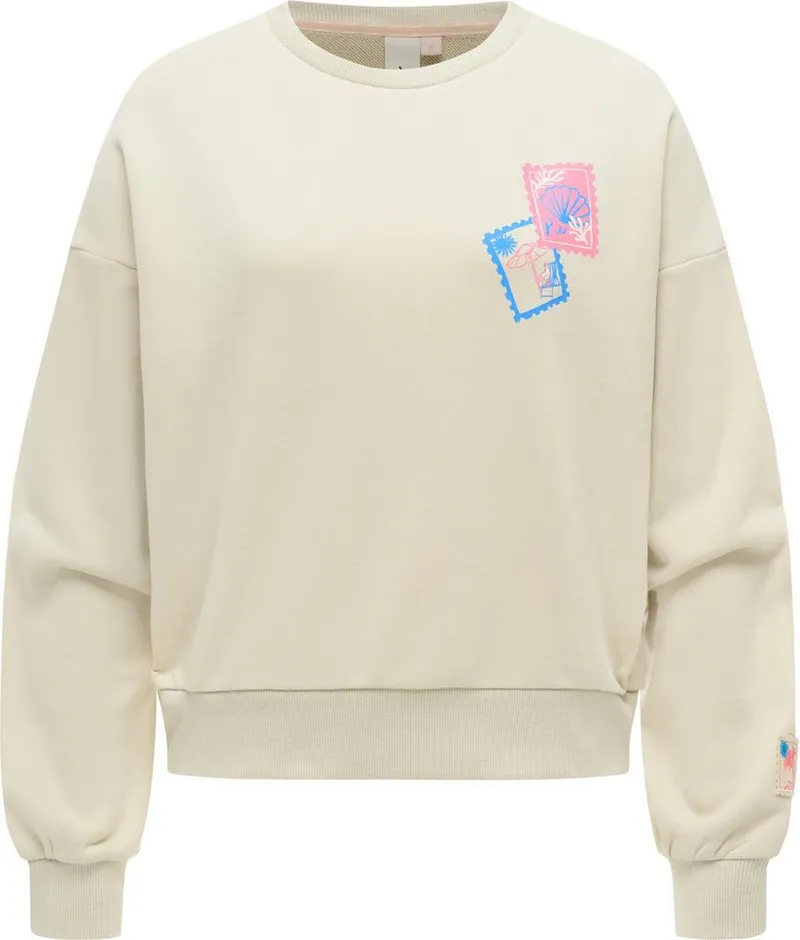 ragwear ragwear Sweater Wuss PP lässiges oversized Damen Sweatshirt mit Print, Braun, – Produktbild 2 von 3