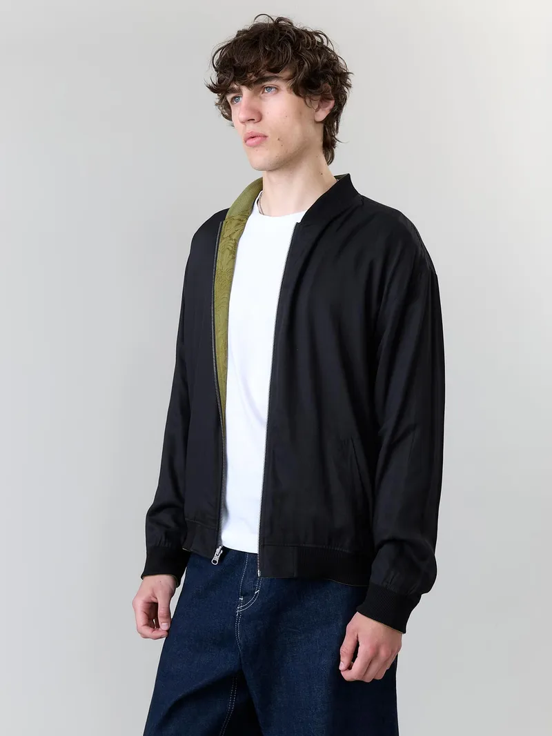 Yahmo Yahmo Herren vegan Jacke Bomber Reversible Fred Moss/Schwarz, Schwarz, – Produktbild 1 von 2