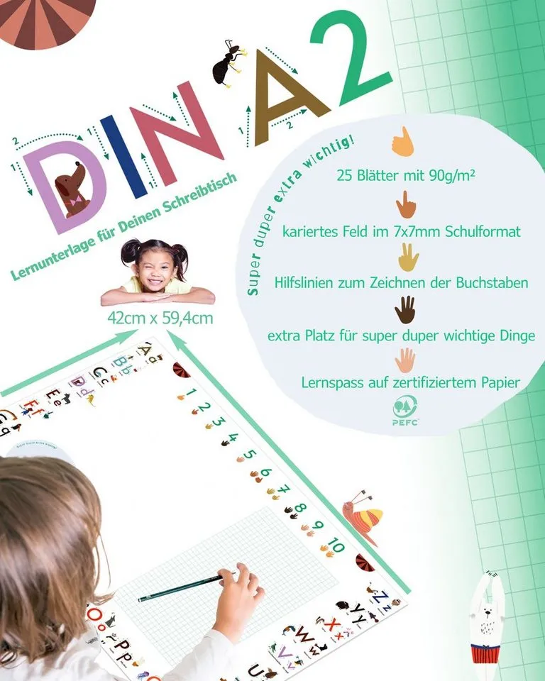Close Up Schreibtischunterlage ABC Schreibtischunterlage Druckschrift zum Abreißen – Produktbild 3 von 5