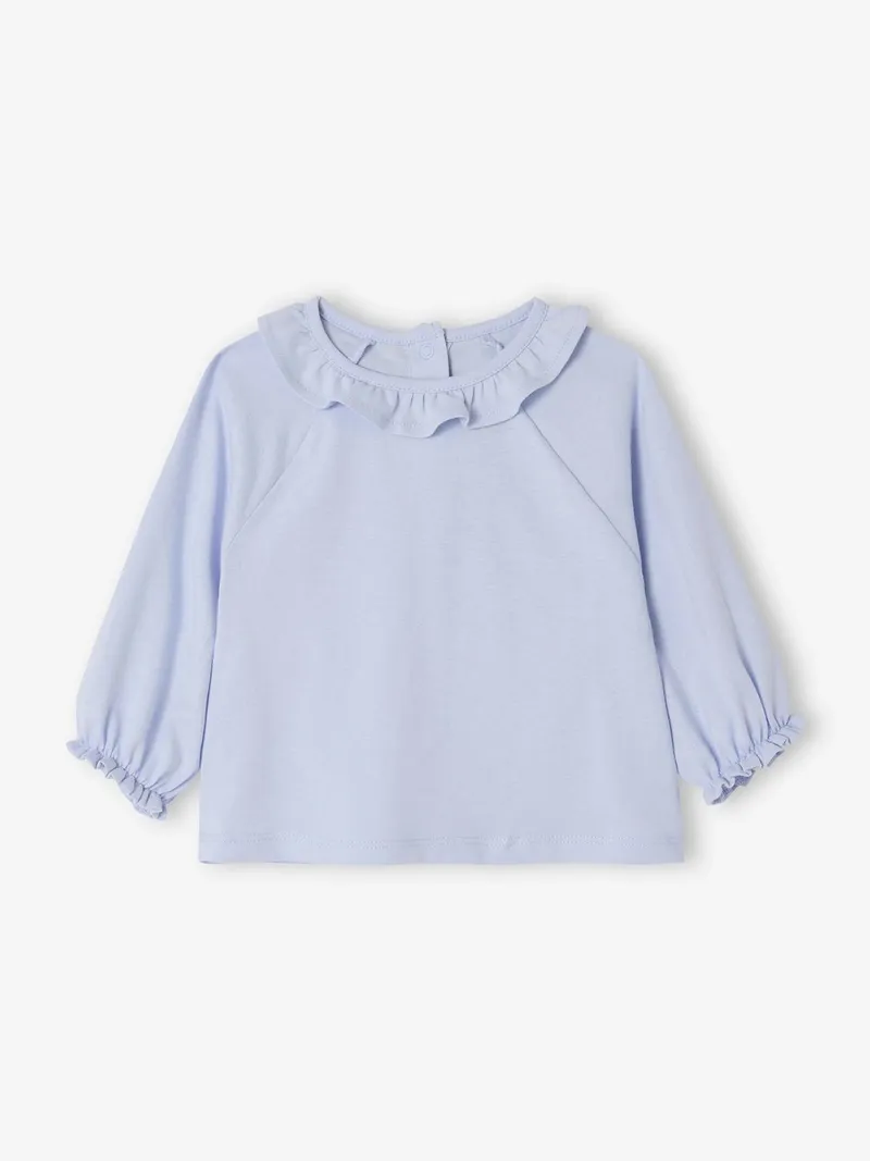 Vertbaudet 2er-Pack Baby Langarmshirts mit Rüschenkragen BASIC, Wollweiß, – Produktbild 3 von 4