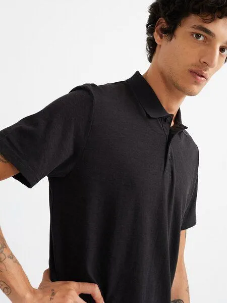 thinking mu thinking mu Hemp Polo, Schwarz, – Produktbild 3 von 3